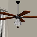 Stylish Ceiling Fan With Wooden Blades And Fabric Lamp Shade In Room