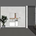 Modern Bathroom Interior With White Bathtub Vanity Mirror Potted Plant And Large Windows