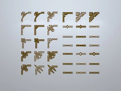 Chinese-style window grilles silhouette pane window sill border openwork window 3d model