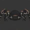 Realistic Black Brown White Spider With Striped Legs On Reflective Dark Background