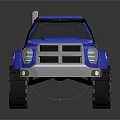 Rugged Off Road Terrain With Blue Toy Truck And Muddy Trails