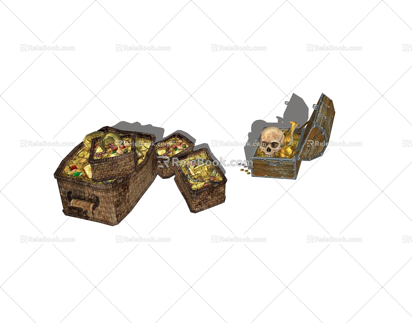 Modern Box Treasure Treasure Chest Gold Digging Treasure Landscape Sick Skull 3d model