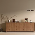 Modern Wooden Entryway Sideboard Cabinet With Drawers Decorative Vases Photo Frame Ornaments