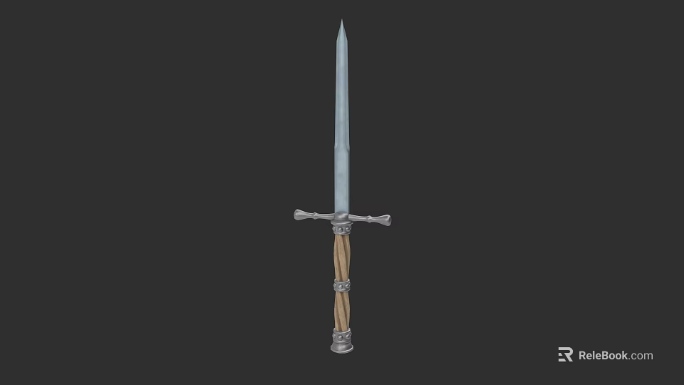 Traditional Decorative Sword Featuring Slender Blade Wooden Hilt And Metal Accents 3d model 