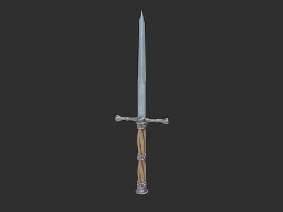 Traditional Decorative Sword Featuring Slender Blade Wooden Hilt And Metal Accents 3d model