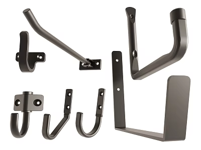 Variety of Black Hooks in Different Designs 3d model