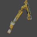 Yellow Construction Vehicle Arm With Excavator Bucket And Hydraulic Parts