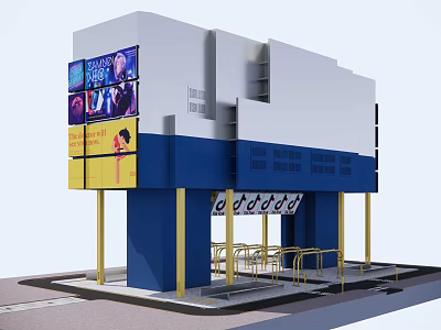 Factory gate entrance passage large gate house 3d model