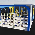 Lang Sheng Pharmaceutical Storefront With Blue Yellow Arched Doorways And Display Area