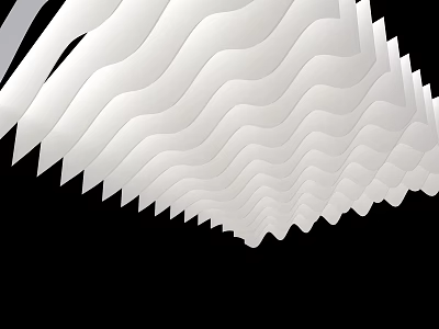 White Wavy Ceiling Design With Layered Curved Panels And Modern Aesthetics 3d model