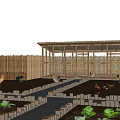Garden Landscape Design Featuring Chickens Vegetable Plots Wooden Fence And Pathway