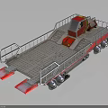 Red And Gray Pontoon Boat With Flat Deck Metal Railing And Control Cabin