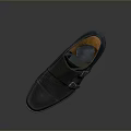 Classic Black Leather Shoes With Two Metal Buckles And Brown Sole Premium Design