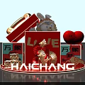 Red Gift Box Decoration With LOVE Lettering Vientiane New HAICHANG Heart Shapes And Fans