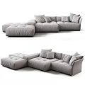 Modern Gray Sectional Sofa with Plush Cushions and Matching Ottoman 3d model