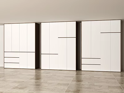 Modern White Wardrobe Cabinet Design With Multiple Storage Drawers And Smooth Doors 3d model