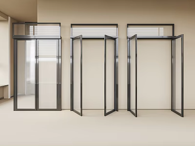 Modern Double Doors Design With Glass Panels And Black Metal Frames In Interior 3d model