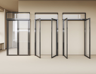 Double door glass sliding door glass door Changhong glass door kitchen door balcony door 3d model