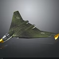 Concept Military Aircraft With Green Camouflage Triangular Wings Transparent Cockpit Yellow Nose And Cross Insignia