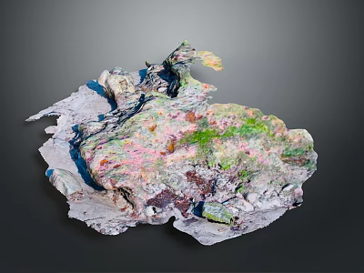 Natural Wood Stone Featuring Various Colors Pink Green Blue And Irregular Surface Texture 3d model