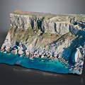 Natural Coastal Garden Landscape With Cliff Rocks And Turquoise Sea Water