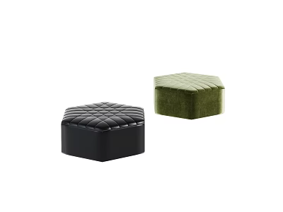 Black And Green Hexagonal Diamond Tufted Ottoman For Living Room Decor 3d model