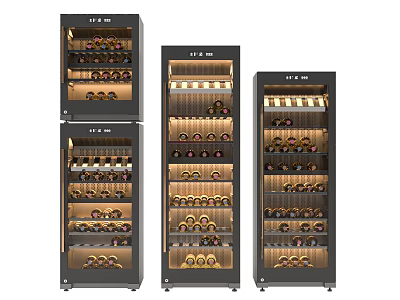 Modern Wine Cabinet With Glass Door And Multiple Shelves For Wine Storage 3d model