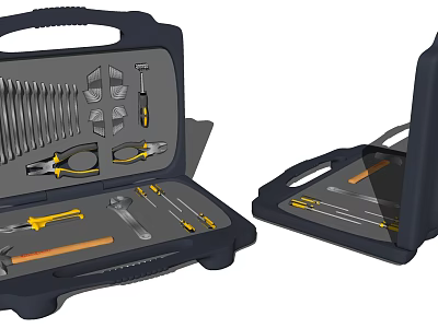 Complete Hardware Tool Set With Toolbox Including Hammer Pliers And Screwdrivers 3d model