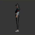 3D Character With Black Short Hair Accessory Colorful Jacket Cropped Top Ripped Pants White Sneakers