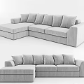 Modern Light Gray Fabric Sectional Sofa With L Shaped Design And Multiple Plush Cushions 3d model