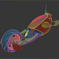 Futuristic Motorcycle With Streamlined Red Body Blue Wheel And Transparent Yellow Section