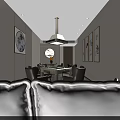 Modern Elegant Hotel Mahjong Room Interior Design With Round Table Comfortable Chairs And Wall Art