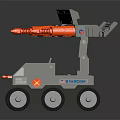 Gray Toy Vehicle With Orange Mechanical Arms And Red Cross Symbol