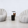 Modern Beige Shell Shaped Leisure Sofa Set With Two Chairs And Small Round Table 3d model