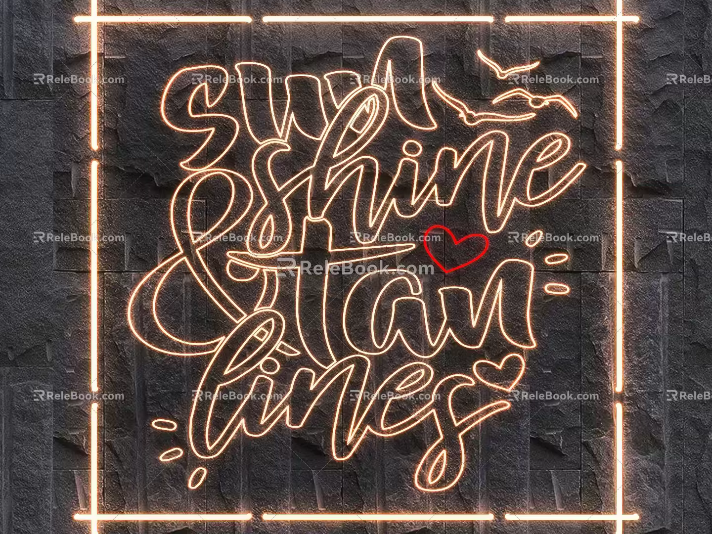 Neon word English word luminous word net red word advertising word 3d model