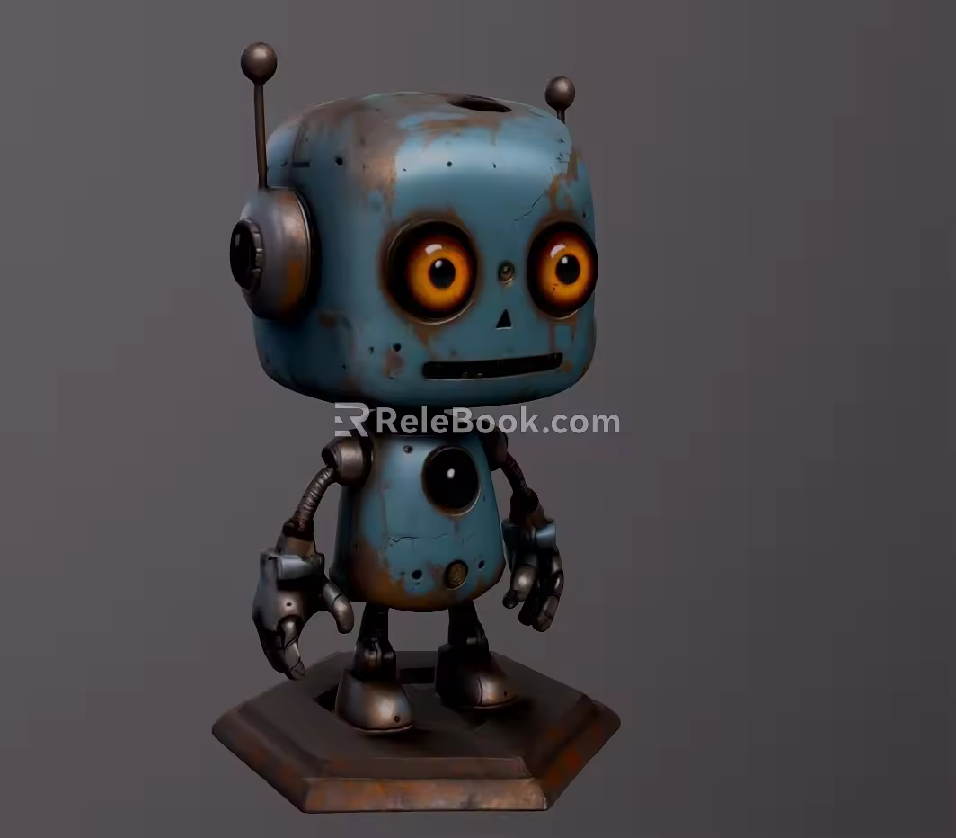 Blue rust little robot 3d model