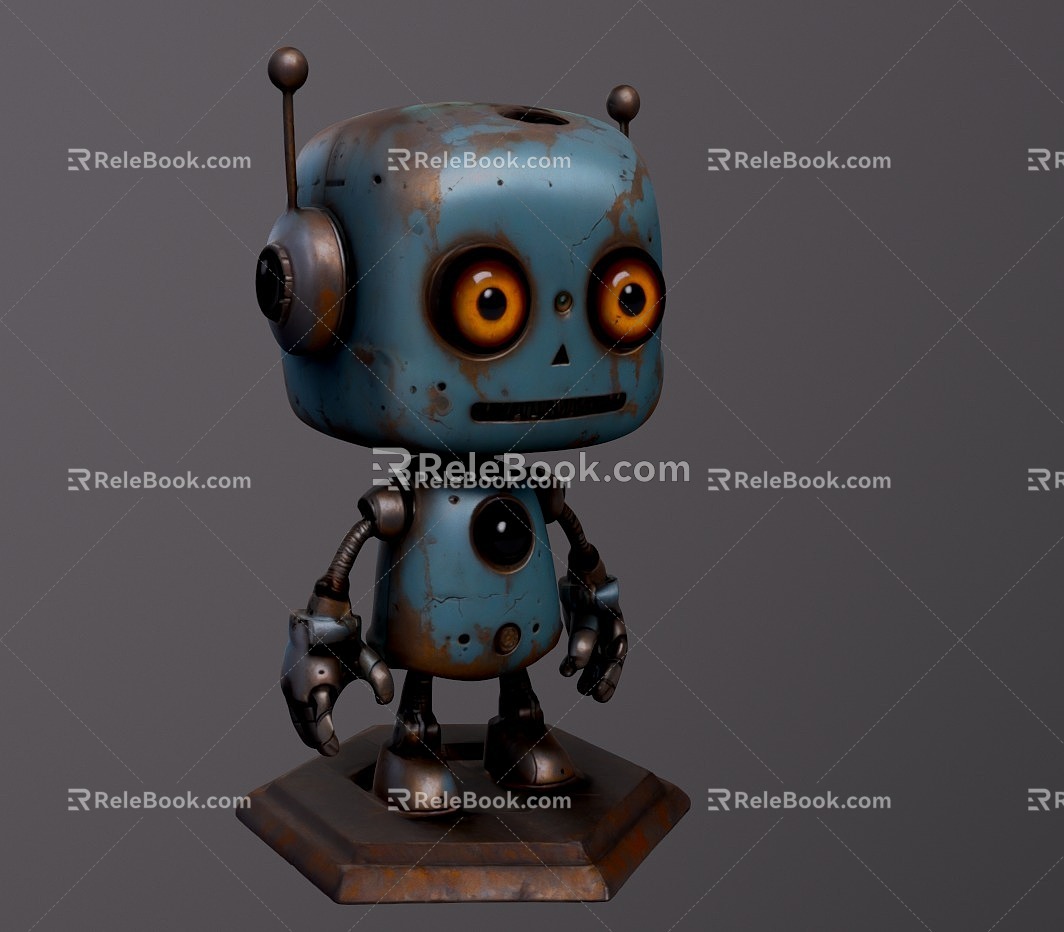 Blue rust little robot 3d model