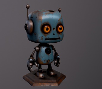 Blue rust little robot 3d model