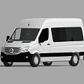 White Mercedes Benz Van In Dark Wall And Gray Floor Setting 3d model