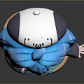 Game and Movie Character Chibi Style With Blue Hair Maid Outfit Holding Envelope Stand Base