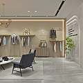 Modern Clothing Store Interior Design With Open Layout Sofa Chairs And Clothing Racks