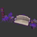 Vintage Architectural Interior Design With Classic Sofa Grandfather Clock Side Table And Decorations