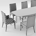 Modern Dining Table Set With Marble Tabletop And Light Gray Chairs 3d model
