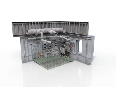 Industrial Style Metal Structure With Pipes Control Panel And Grated Floor 3d model