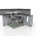 Industrial Style Metal Structure With Pipes Control Panel And Grated Floor 3d model