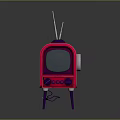 Pink Vintage Electronic TV Appliance with Antenna Knobs and Purple Legs
