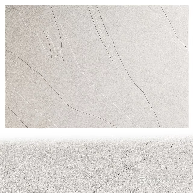 Textured Light Colored Square Rug With Line Patterns 3d model 