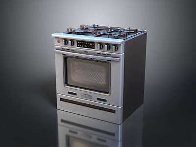 Stainless Steel Gas Stove Oven Kitchen Appliance Featuring Multiple Burners And Modern Design 3d model