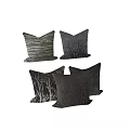 Decorative Throw Pillows With Various Textured Patterns In Neutral Tones For Modern Home 3d model