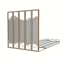 Modern Wooden Room Divider with Vertical Slats and Mountain Pattern Design 3d model